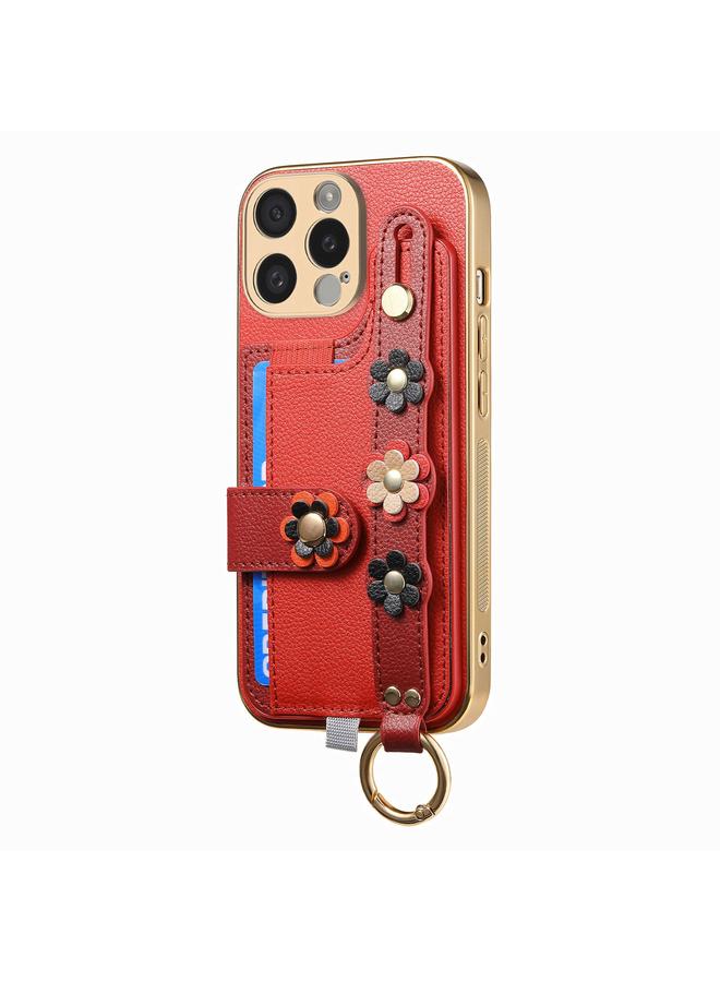 Zaboon Case For iPhone 13 Pro Max Stereoscopic Flowers Wristband Card Bag Phone Case - Image 2