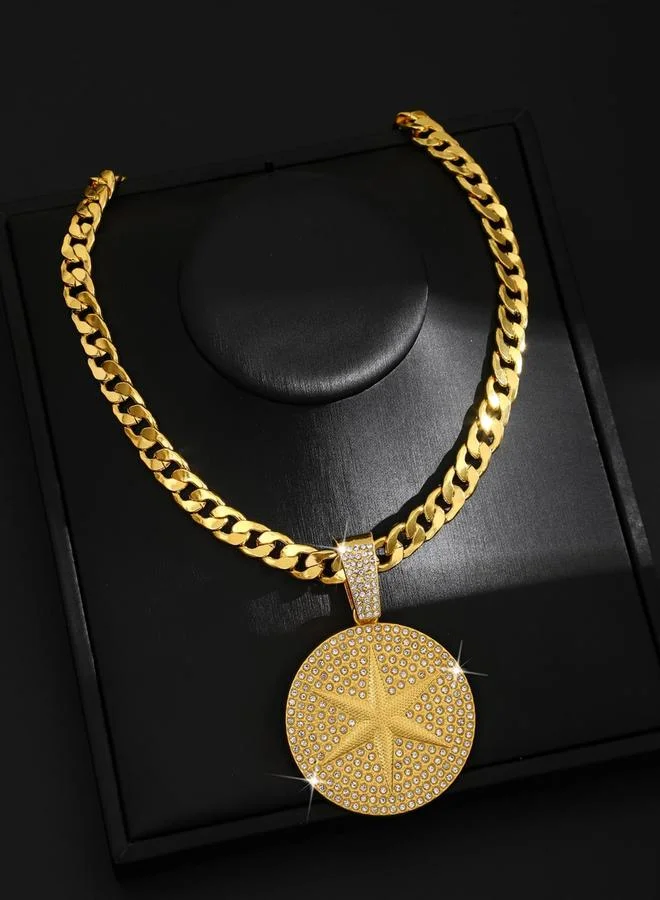 تايك تو قلادة سلسلة ذهبية بدلاية نجمة للرجال