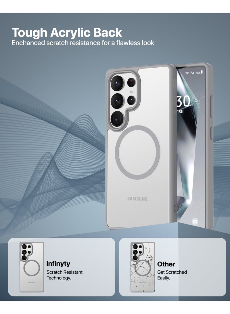 INFINYTY Samsung Galaxy S25 Ultra Frosted Case – Gleam (Grey) Matte Back, Wireless Charging Compatible, Military-Grade Drop Protection, Translucent Frosted Back, Air Cushion Corners, Soft-Touch Finish, Scratch-Resistant, Hybrid Cover - Image 2