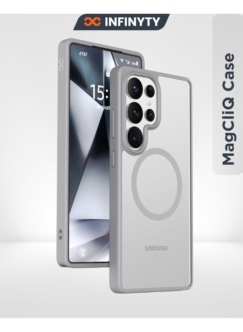 INFINYTY Samsung Galaxy S25 Ultra Frosted Case – Gleam (Grey) Matte Back, Wireless Charging Compatible, Military-Grade Drop Protection, Translucent Frosted Back, Air Cushion Corners, Soft-Touch Finish, Scratch-Resistant, Hybrid Cover - Image 1