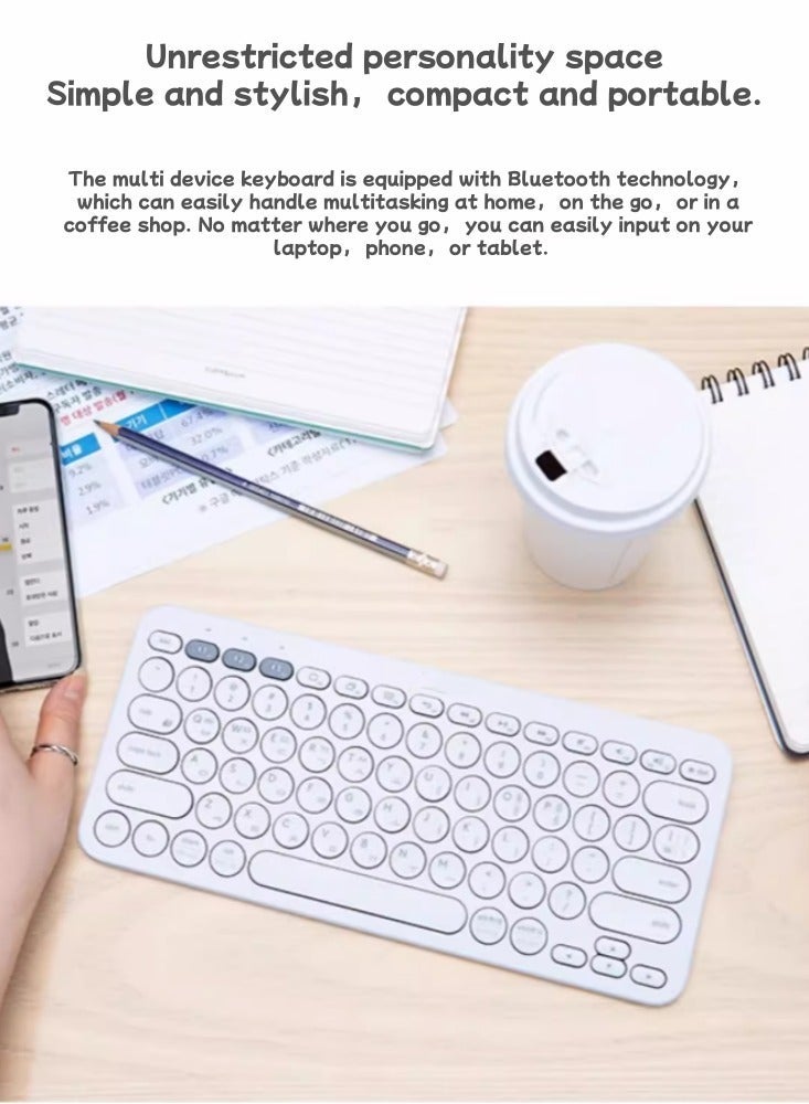 بلوتوث اللاسلكية لوحة المفاتيح مكتب متعدد الأجهزة المحمولة الخفيفة لهجة الأرجواني - Image 5