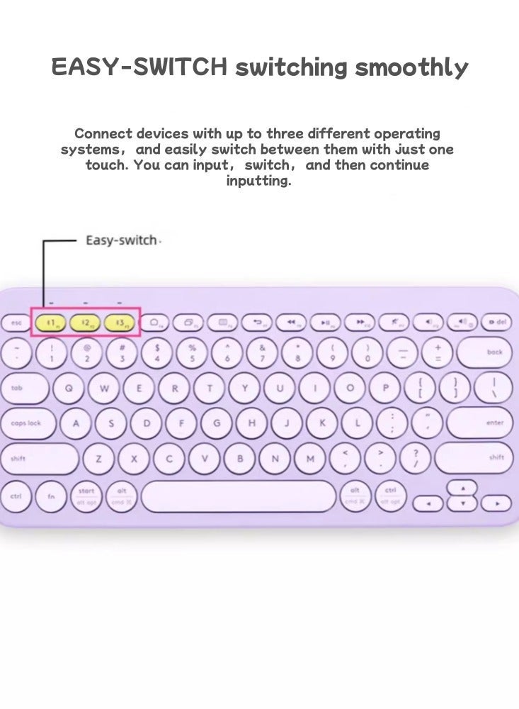 بلوتوث اللاسلكية لوحة المفاتيح مكتب متعدد الأجهزة المحمولة الخفيفة لهجة الأرجواني - Image 2
