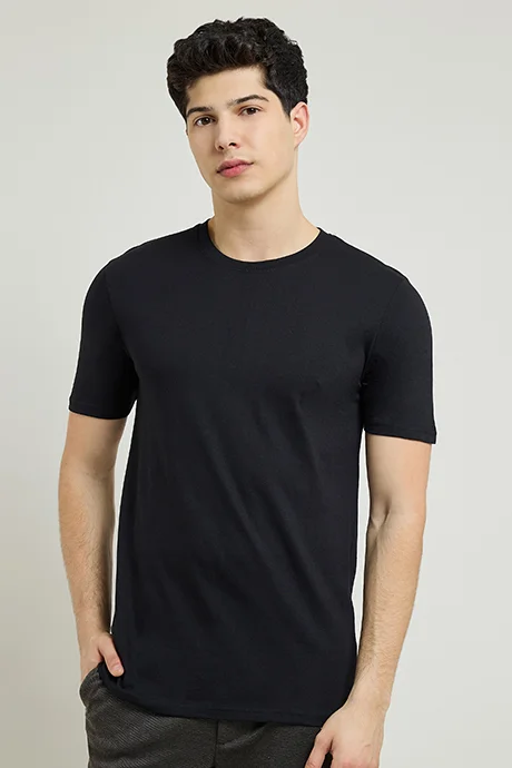 R&b Solid T-Shirt with Crew Neck and Short Sleeves