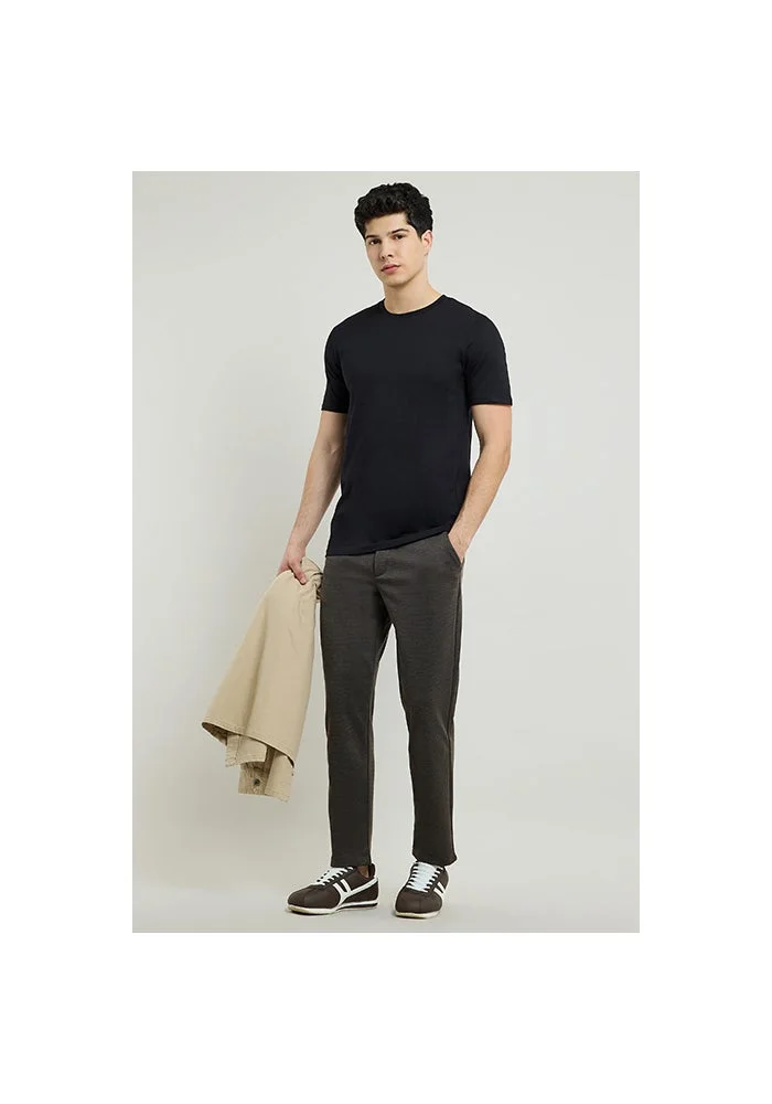 أر أند بي Solid T-Shirt with Crew Neck and Short Sleeves