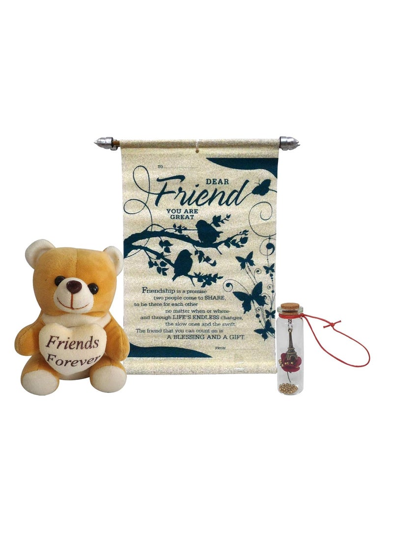 Saugat Traders - Saugat Traders Friendship Day Gifts for Best Friend - Scroll Card - Soft Teddy & Message Bottle/Jar - Best Gift for Your Best Friend Boy - Girl - Image 1