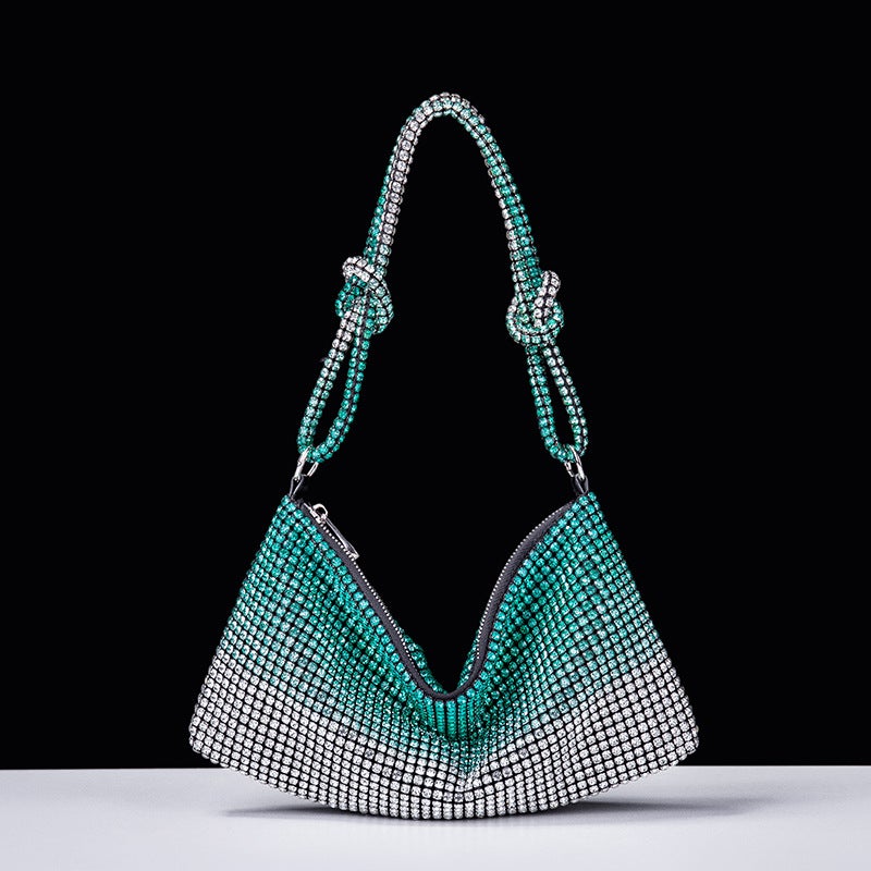 Bling Knotted Rhinestone Bag Handmade Banquet Diamond Dinner Bag Full Diamond Armpit Bag