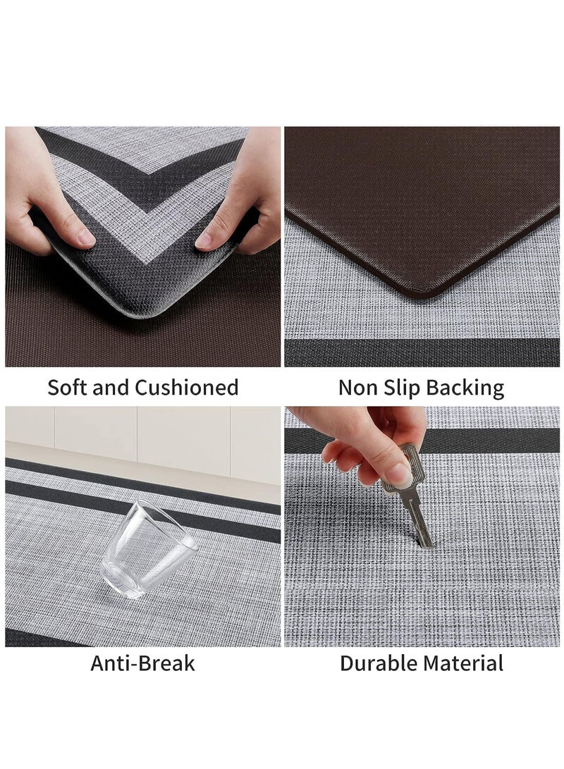 Kitchen Rugs and Mats 2 Piece Set, Non-Slip Washable Kitchen Mats, Super Absorbent Thin Low Profile Kitchen Runner Rug Set of 2, Quick Dry Kitchen Floor Mats  - Image 3