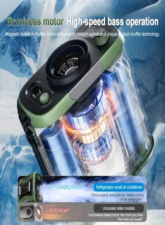 ارواق مروحة خصر محمولة قابلة لإعادة الشحن مع مصباح مدمج، بطارية ليثيوم 6000 مللي أمبير/ساعة، وضع طاقة مزدوج (بطارية/USB)، وقت استعداد طويل، تبريد قابل للتعديل للعمل والمشي لمسافات طويلة وصيد الأسماك والتخييم - برتقالي - Image 4