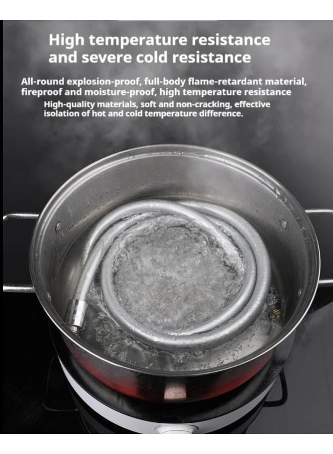 خرطوم مسطرة دش 2 × 1 من بلاستيك PVC مقاس 80 سم فضي ضمان 5 سنوات - متجر فانلارا الايطالي - يستخدم في وصلات الدش - Image 5