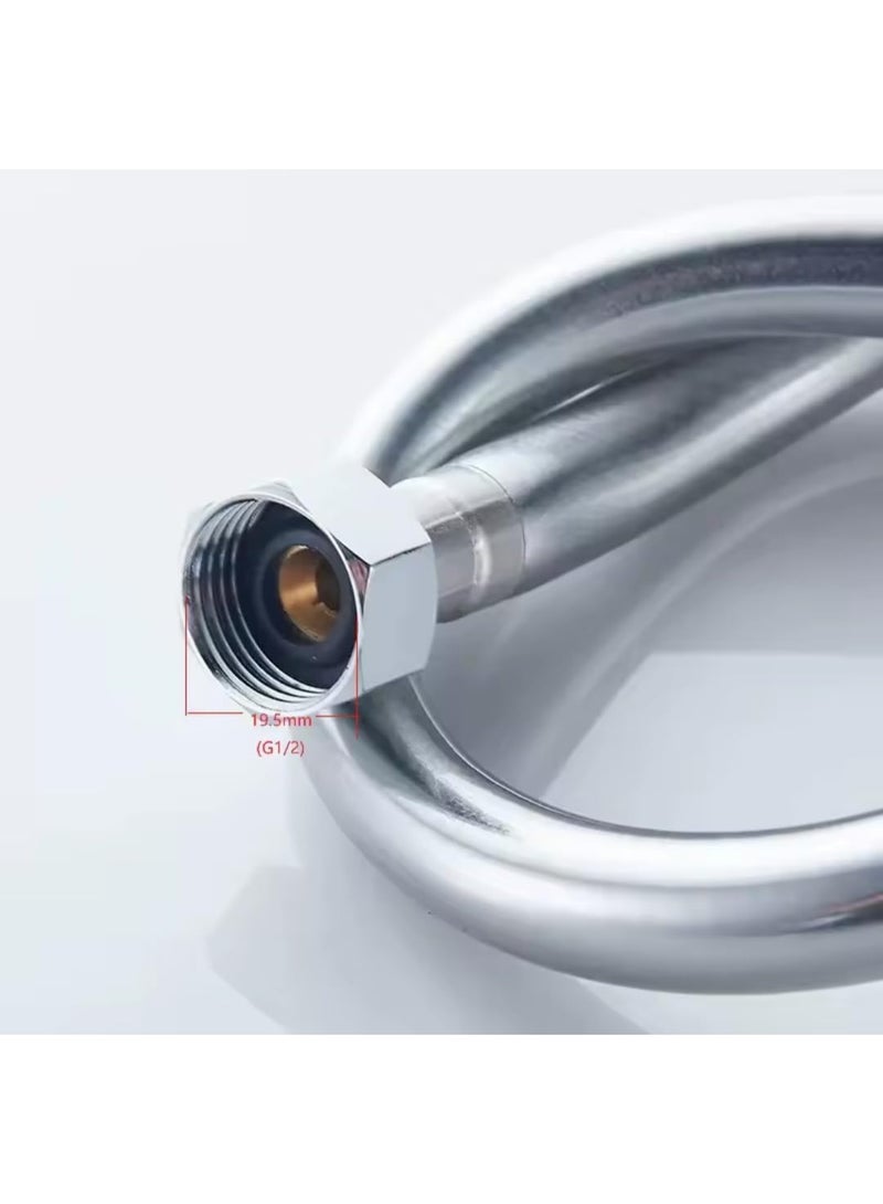 خرطوم مسطرة دش 2 × 1 من بلاستيك PVC مقاس 80 سم فضي ضمان 5 سنوات - متجر فانلارا الايطالي - يستخدم في وصلات الدش - Image 3