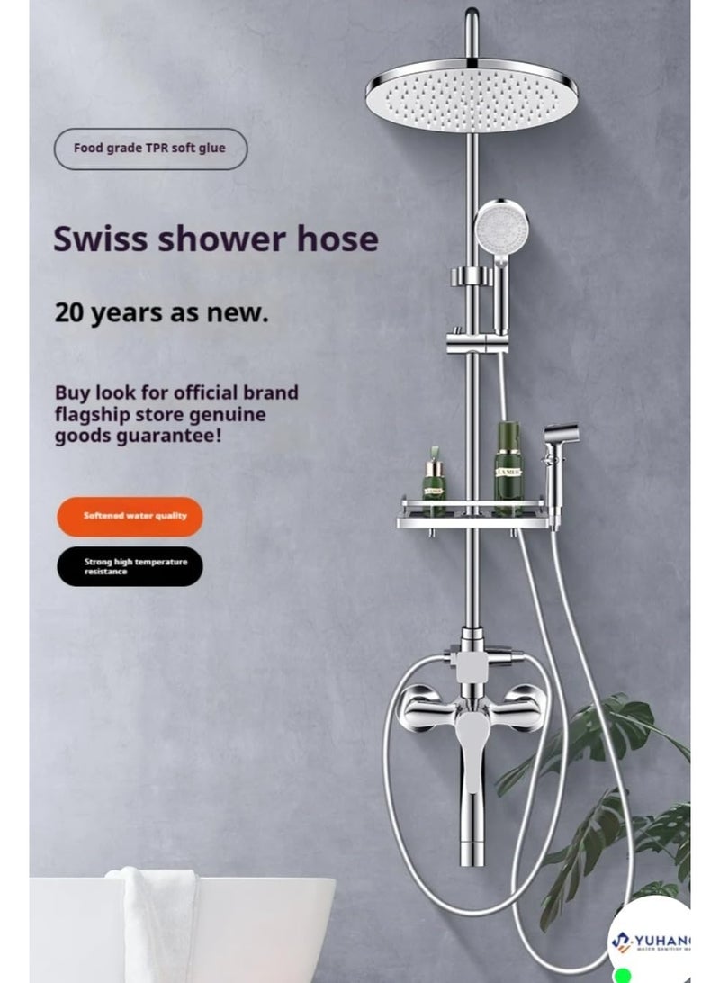 خرطوم مسطرة دش 2 × 1 من بلاستيك PVC مقاس 80 سم فضي ضمان 5 سنوات - متجر فانلارا الايطالي - يستخدم في وصلات الدش - Image 4