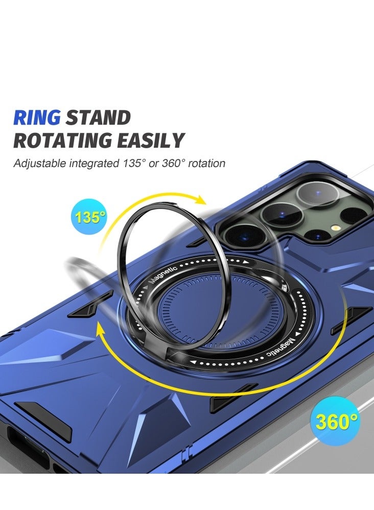 جرين تايجر حافظة هاتف مغناطيسية مقاومة للصدمات لهاتف Samsung Galaxy S24 Ultra 5G MagSafe مع حامل حلقي (أزرق داكن) - Image 5