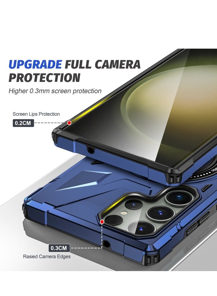 جرين تايجر حافظة هاتف مغناطيسية مقاومة للصدمات لهاتف Samsung Galaxy S24 Ultra 5G MagSafe مع حامل حلقي (أزرق داكن) - Image 4