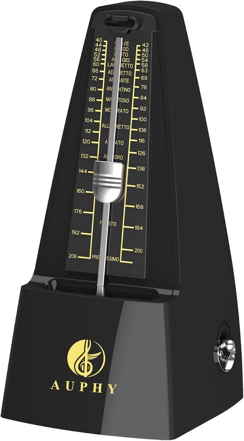 AUPHY Store Mechanical Metronome with Accent Bell, Classic Shape, Accurate Beat, Multiple Beat Modes, Suitable for Piano Guitar Drums Violin Saxophone etc(Black) - Image 1