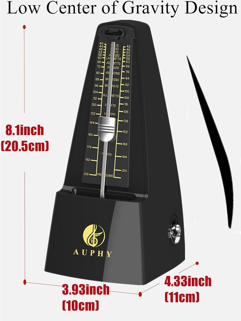 AUPHY Store Mechanical Metronome with Accent Bell, Classic Shape, Accurate Beat, Multiple Beat Modes, Suitable for Piano Guitar Drums Violin Saxophone etc(Black) - Image 4