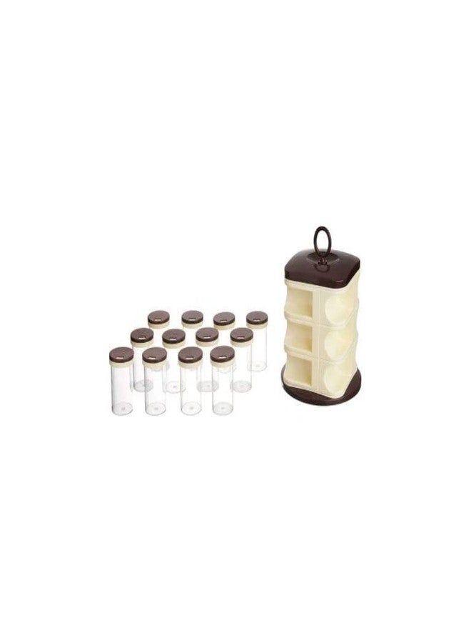 Cospex Plastic Revolving Spice Rack Counter top Spice Jar Stainless Steel Rotating Spice Organizer Holder Container Kitchen Spice Set (Multicolor, 12 Pcs Spice Rack)(with 2 Year Replacement Warranty) - Image 2