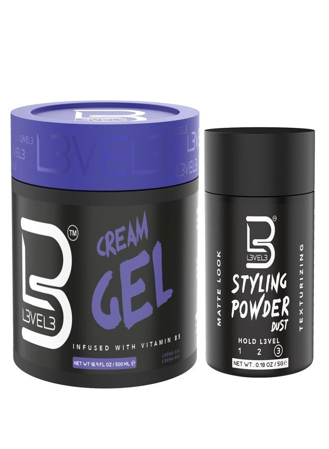 L3 Level 3 Cream Gel and Sample Powder - Provides Volume and Medium Hold - With Vitamins to Nourish and Protect Hair Level Three Mens Hair Styling Cream - Image 1