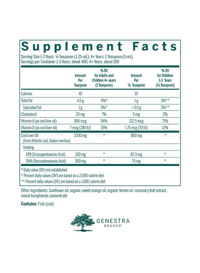 Genestra Brands Cod Liver Oil Forte | Vitamin + Essential Fatty Acid Supplement | 16.9 fl. oz. - Image 2