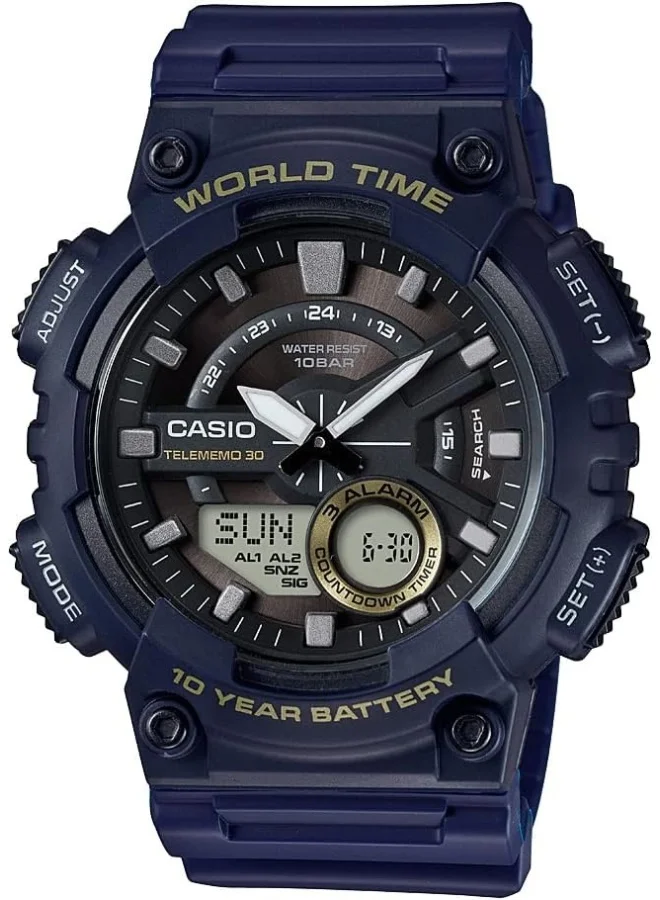 CASIO Casio Men's Watch - AEQ-110W-2AVDF Black Dial, Blue Band