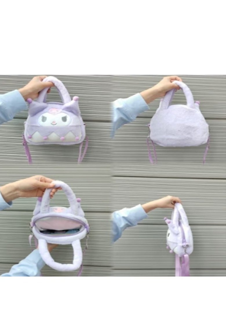 Sanrio Kuromi Plush Crossbody Bag with Adjustable Shoulder Strap Wallet Purse Shoulder Bag Coin Pouch Accessories for Women Girls  - Image 3