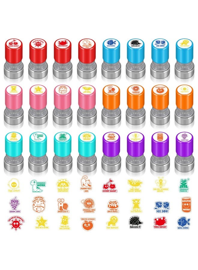 Yinder Yinder 24 Pcs Teacher Stamps for Classroom Self Inking Classroom Stamps Bulk for Teachers Elementary Colorful Motivational Encouraging Gifts(Cute Animal) - Image 1