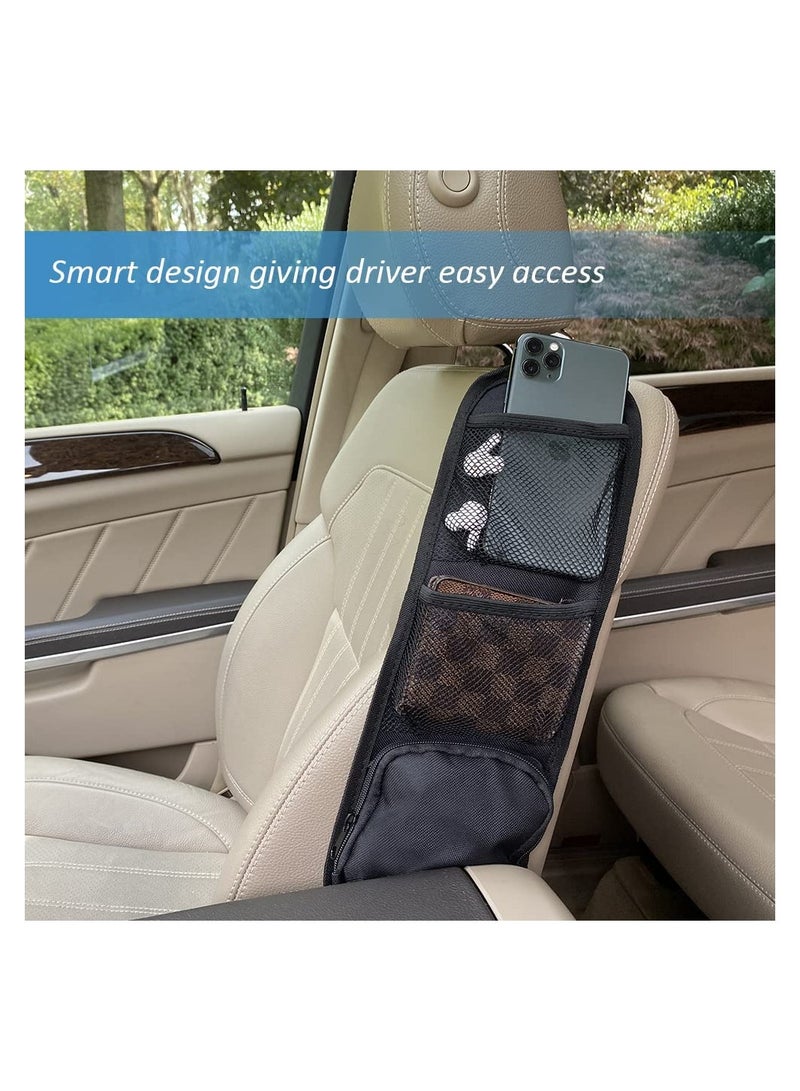 KASTWAVE 2 Pcs Car Seat Side Organizer, Auto Seat Storage Hanging Bag, Phones, Drink, Stuff Holder with Mesh, Pocket for Cars, SUV, Truck  - Image 5