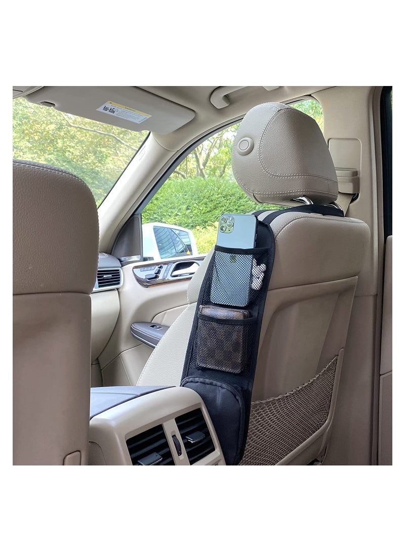 KASTWAVE 2 Pcs Car Seat Side Organizer, Auto Seat Storage Hanging Bag, Phones, Drink, Stuff Holder with Mesh, Pocket for Cars, SUV, Truck  - Image 2