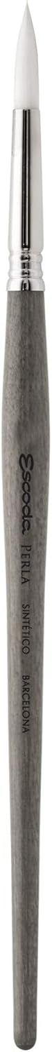 Escoda Perla Series 1430 Short Handle Round Artist Watercolor Brush 10 White Toray Filament - Image 1