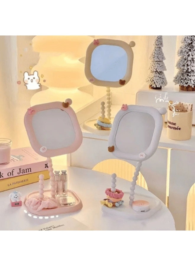 Cute tabletop vanity mirror with a multi-colored accessory holder - Image 1