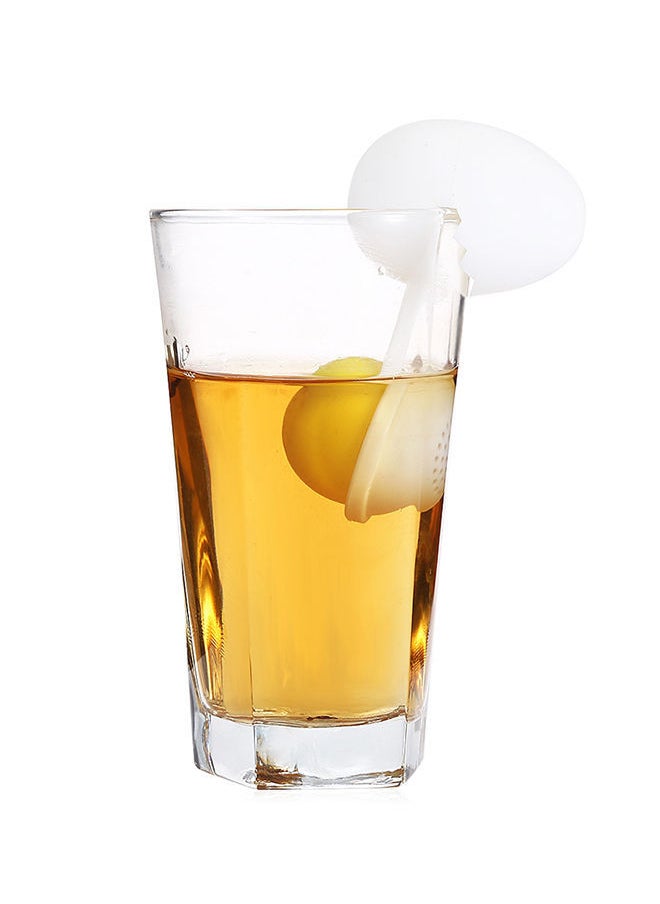 NIBEMINENT - Egg Shape Silicone Tea Infuser Strainer Filter White/Yellow 11.5x11x4.5centimeter - Image 1