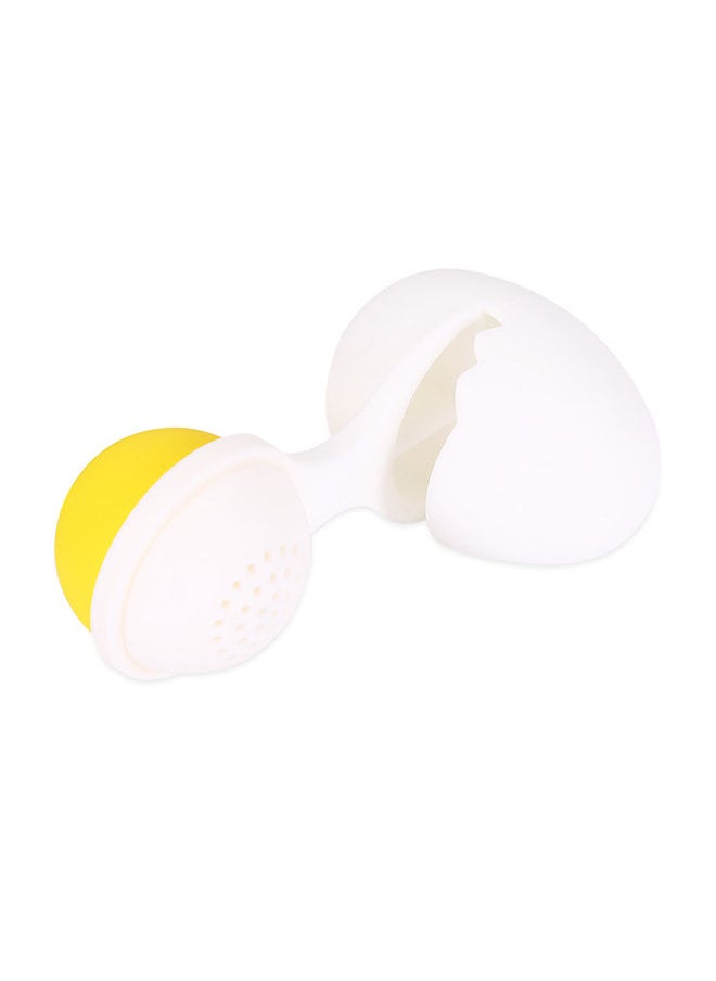 NIBEMINENT - Egg Shape Silicone Tea Infuser Strainer Filter White/Yellow 11.5x11x4.5centimeter - Image 1