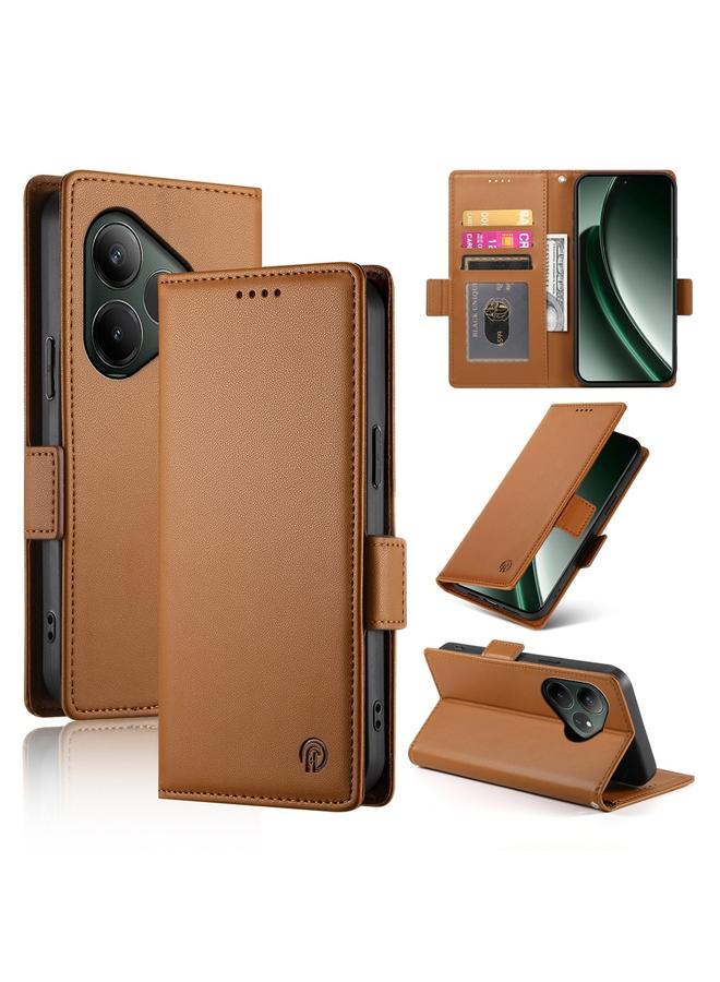 اس-توب جراب هاتف Realme GT 6 Global بمشبك جانبي مغناطيسي من الجلد المصقول - Image 1