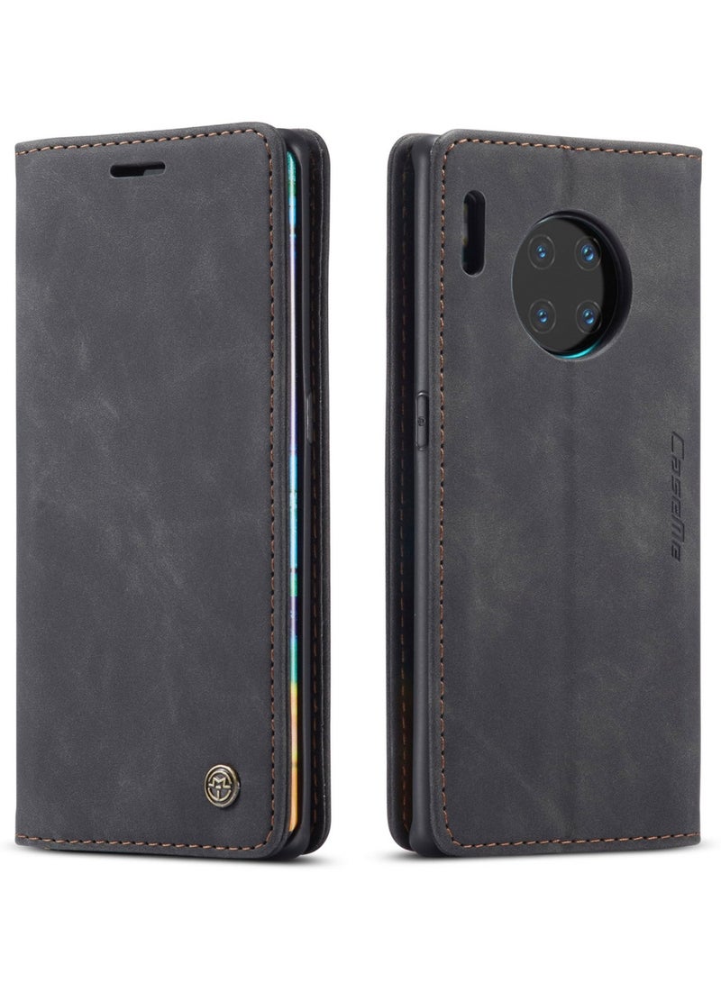 كيس مي جراب جلدي لموبايل هواوي ميت 30 برو 4جي/5 جي من كيس مى جراب حماية قابل للطي مع مسند مغناطيسي وفتحات للبطاقات - اسود - Image 1