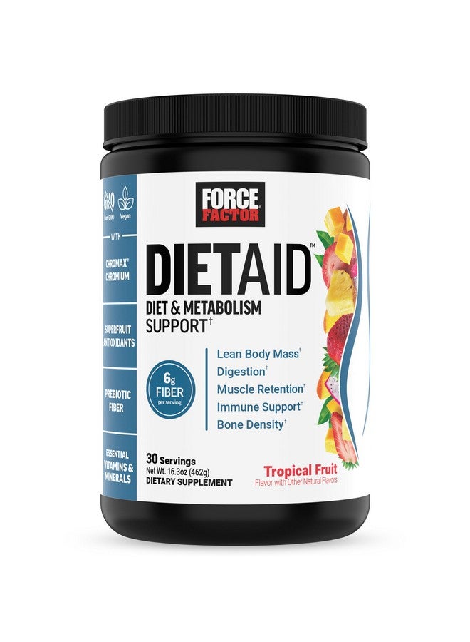 Force Factor Diet Aid Powder, Metabolism Booster & Diet Support Supplement for Lean Body Mass with 15x More Absorbable Chromium, Refreshing & Delicious, Tropical Fruit, 30 Servings - Image 1