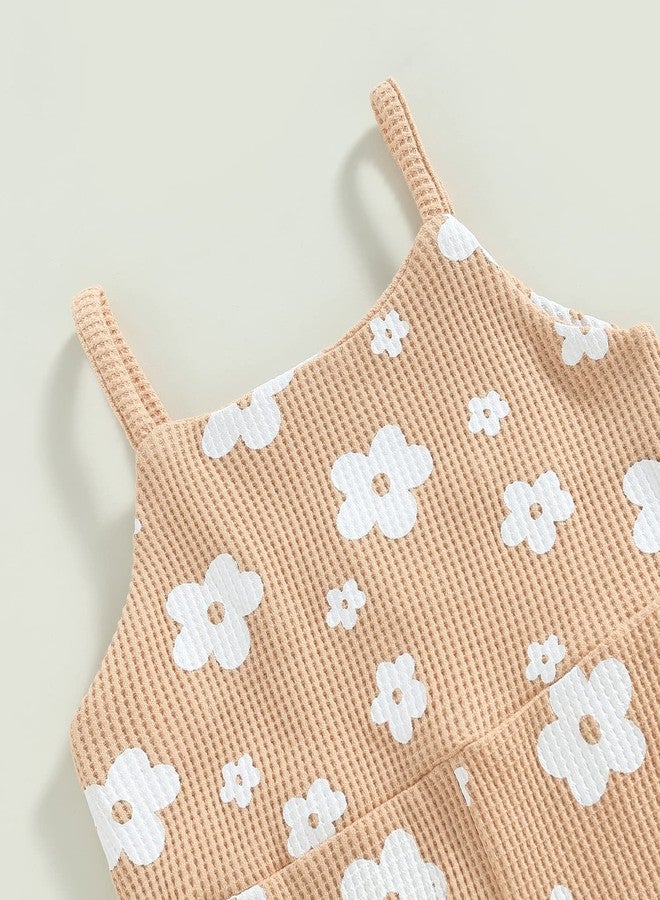 ZAXARRA Toddler Baby Girl Summer Clothes Baby Girl Jumpsuit Romper Baby Overalls Straps Bell-Bottom Pants (Light Khaki, 12-18 Months) - Image 5