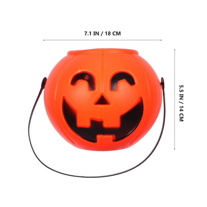 Halloween Pumpkin Candy Buckets 3 Pack Orange Plastic With Handle 7.08x5.51 Inch - Image 3