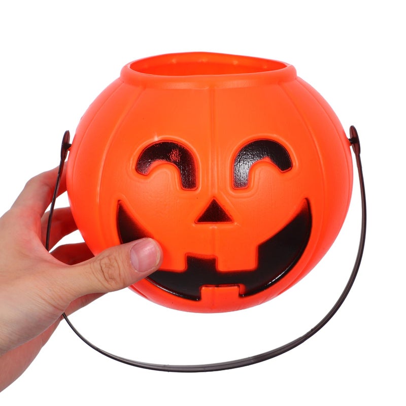 Halloween Pumpkin Candy Buckets 3 Pack Orange Plastic With Handle 7.08x5.51 Inch - Image 4