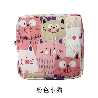 Mini Sanitary Pad Organizer Pouch for Girls Pink Kitten 