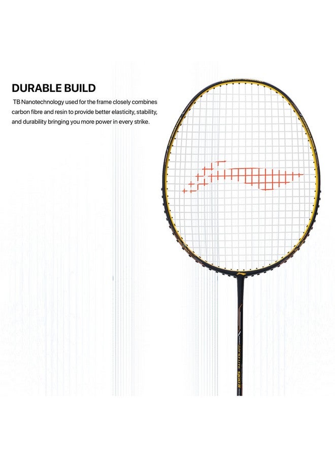 لي-نينج مضرب تنس الريشة Li-Ning Wind Lite 900 II المصنوع من الكربون والجرافيت مع غطاء كامل للمضرب (أسود/ذهبي) - Image 2
