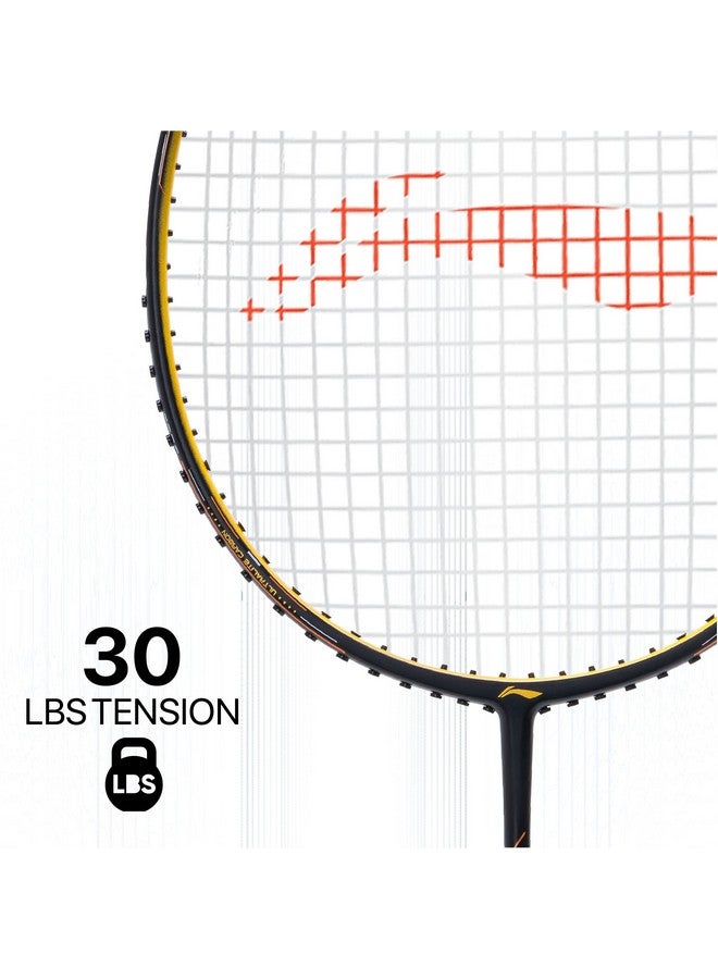 لي-نينج مضرب تنس الريشة Li-Ning Wind Lite 900 II المصنوع من الكربون والجرافيت مع غطاء كامل للمضرب (أسود/ذهبي) - Image 3