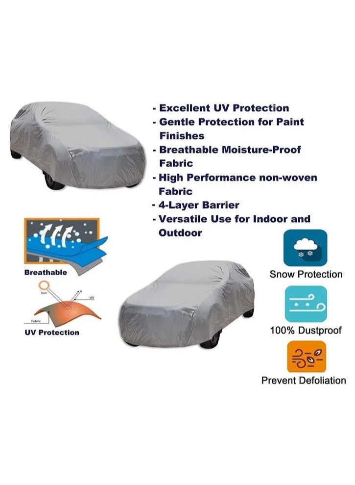 PEVA Waterproof All Weather Full Car Cover Extra Large  Outdoor Car Cover Sunscreen Heat Protection Dustproof UV Protection Scratch Resistant Universal Fit XL Car Cover Suit Outdoor Full Exterior Covers for Automobiles - Image 5