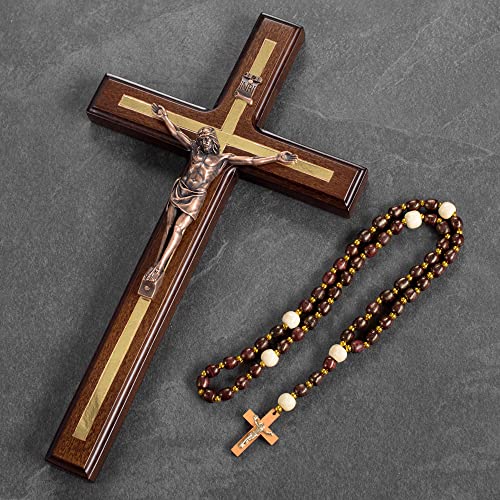Asterom Crucifix Wall Cross - Handmade Wood Cross Wall Decor - Catholic Crucifix - 12 Inch - Image 2