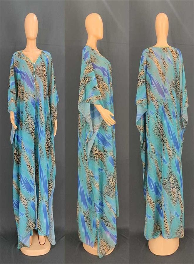 Loquat Printed Chiffon Cardigan Two-Piece Set 