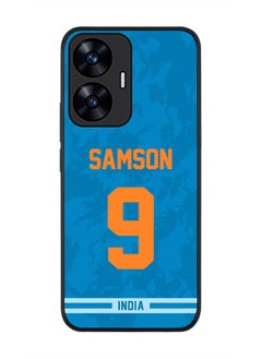 Cover for Realme C55 4G Case , Rugged Black Slim fit Soft Flexible Thin Protective Phone Cases - Player Name - Sanju Samson, Jersey Number- 9