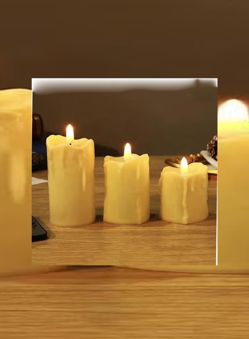 3 LED Flameless Candles Plastic Candles with Red Batteries