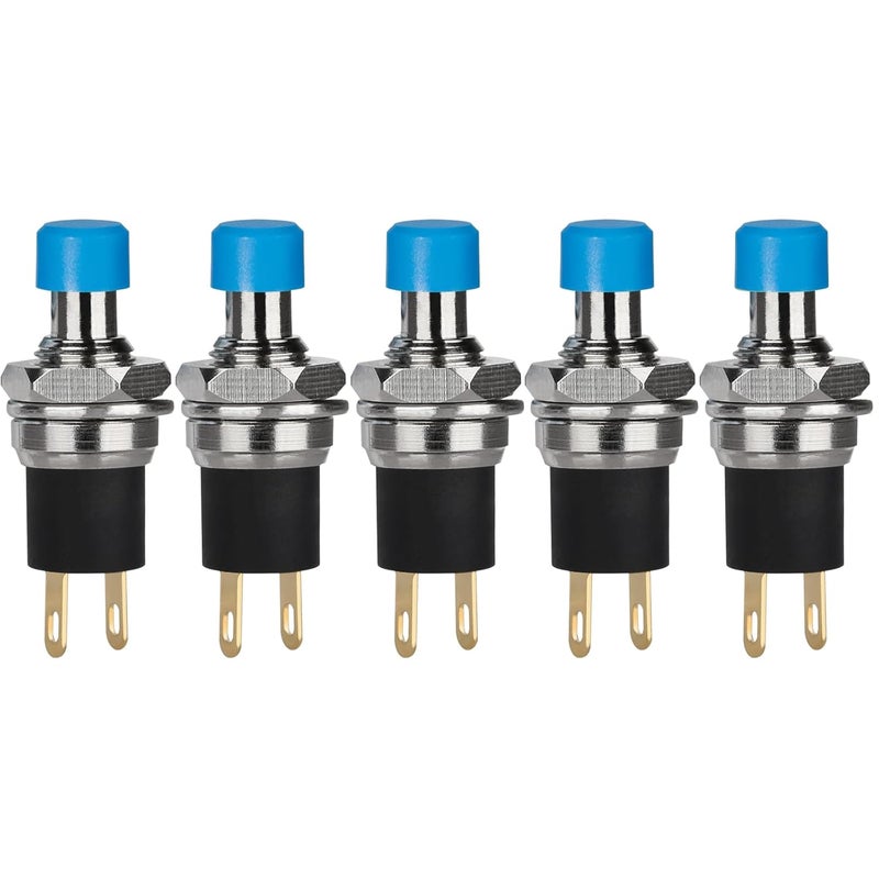 DIYhz 5Pcs Self Locking SPST Latching Type Dash ON/Off Blue Push Button Switch AC 250V/3A - Image 1
