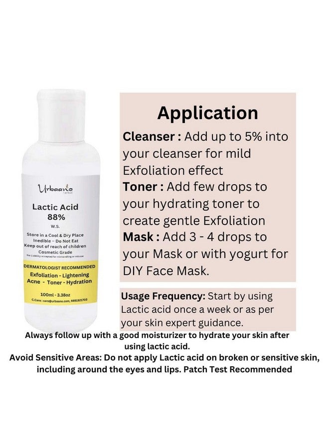 Urbaano herbal Glycolic Acid 70%, Lactic Acid 88%, Cosmetic-Grade Solutions for Making DIY Skin Care - Toner, Soap, Serum 100ml Each (Pack of 2) - Image 4