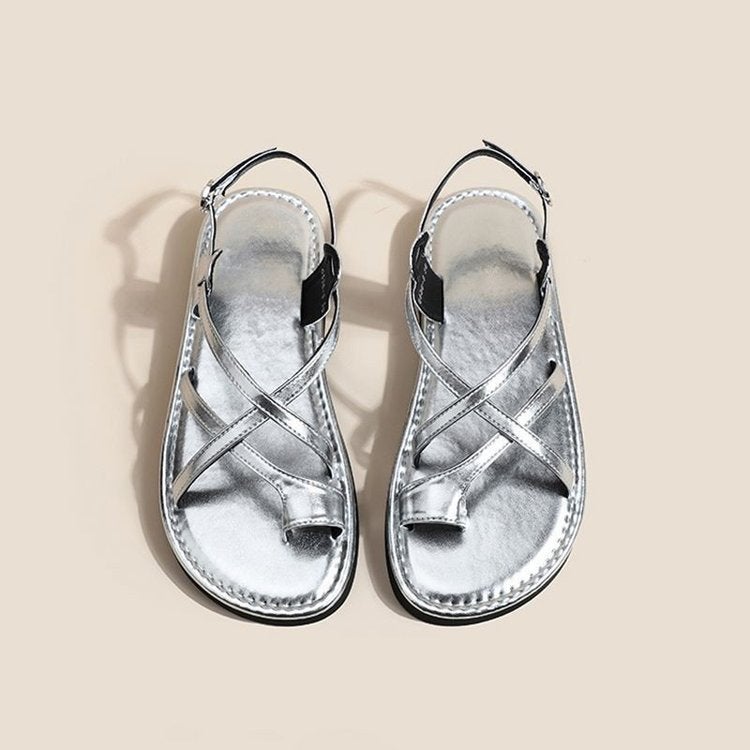 Women's Casual Flat Sandals with Cross Straps - Image 2