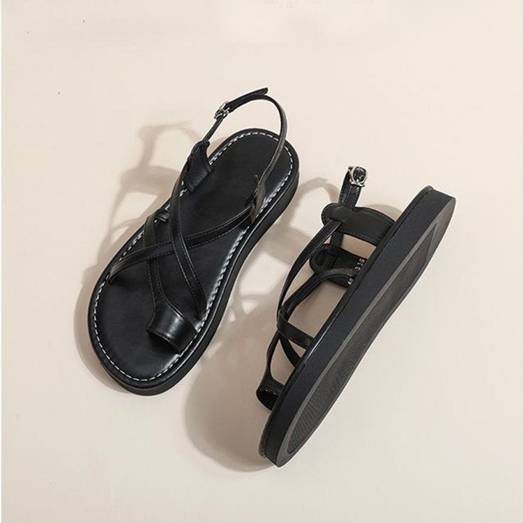 Women's Casual Flat Sandals with Cross Straps - Image 4