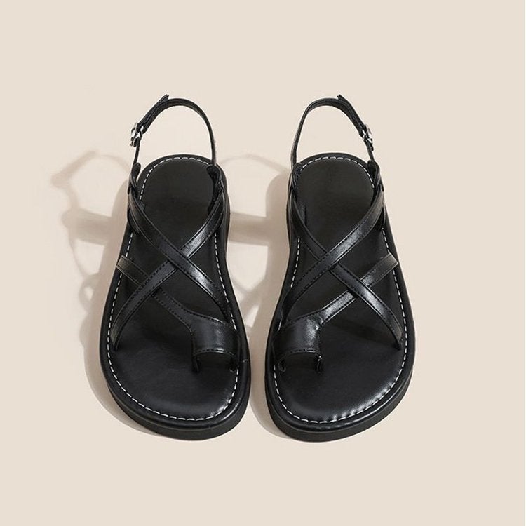 Women's Casual Flat Sandals with Cross Straps - Image 3